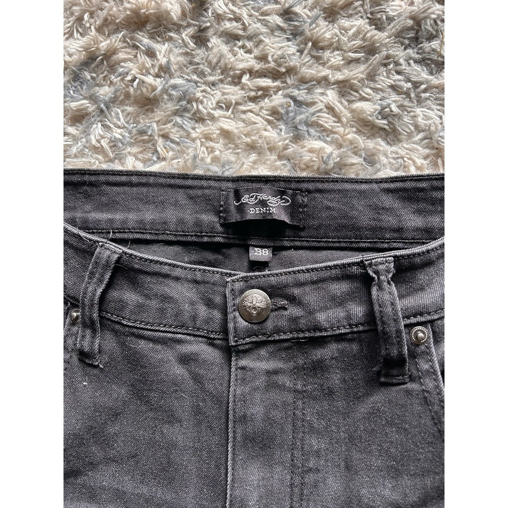 Ed Hardy Jeans Mens 38 Black Skull Snake Embroidered Y2K Tattoo Denim Street - Picture 6 of 11